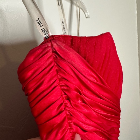Sherri Hill Red & Silver Tulle Strapless Mini Dress - Picture 3 of 15